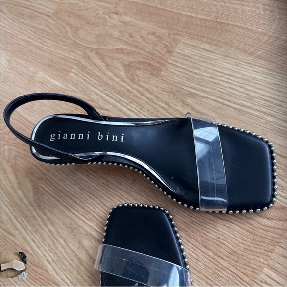 Gianni Bini Black Slingback Kitten Heels with Clear Toe Strap - Picture 2 of 3